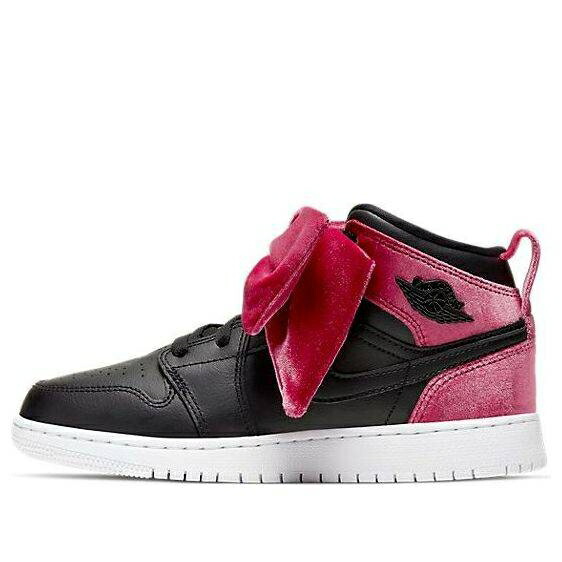 ナイキ ジョーダン ミッド 黒いこと 黒いこと 赤 赤いこと \u0027NOBLE RED\u0027 御坊っちゃん キッズ JORDAN (GS) AIR 1 MID BOW XLD CK5678-006 / BLACK BLACK NOBLE RED もの言う花 マタニティ スニーカー キッズファッション-靴