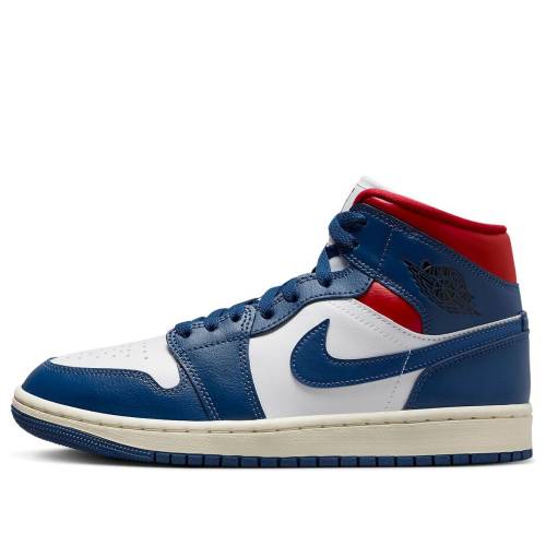 ナイキ ジョーダン ミッド 青色 ブルー 白色 ホワイト 赤 レッド 'FRENCH RED' スニーカー レディース JORDAN (WMNS) AIR 1 MID BLUE GYM BQ6472-146 / WHITE FRENCH BLUE RED SAIL