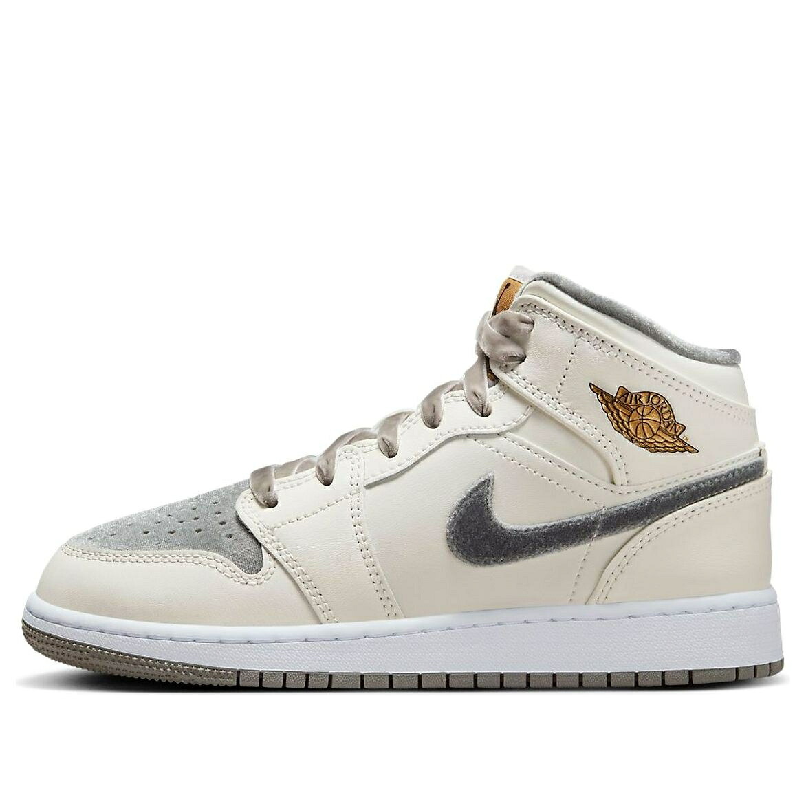 ナイキ ジョーダン ミッド 灰色 グレー 'GREY TOE' ジュニア キッズ JORDAN (GS) AIR 1 MID VELVET FB9899-100 / SAIL GREY ベビー マタニティ スニーカー|スニケス