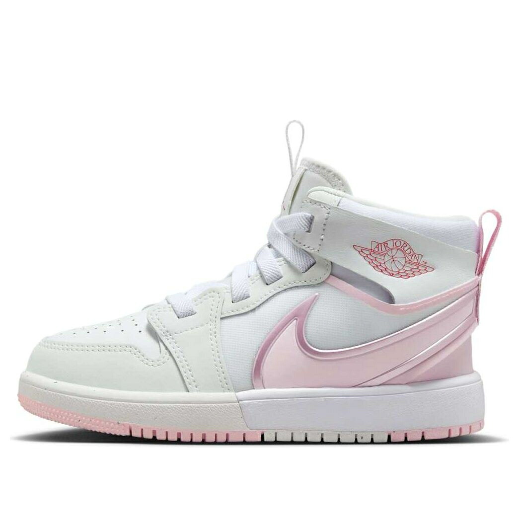 ナイキ ジョーダン ミッド 白色 ホワイト 赤 レッド ピンク 'WHITE PINK' ジュニア キッズ JORDAN (PS) AIR 1 MID RM EASYON FQ1282-101 / WHITE FLAME RED PINK ベビー マタニティ スニーカー｜スニケス