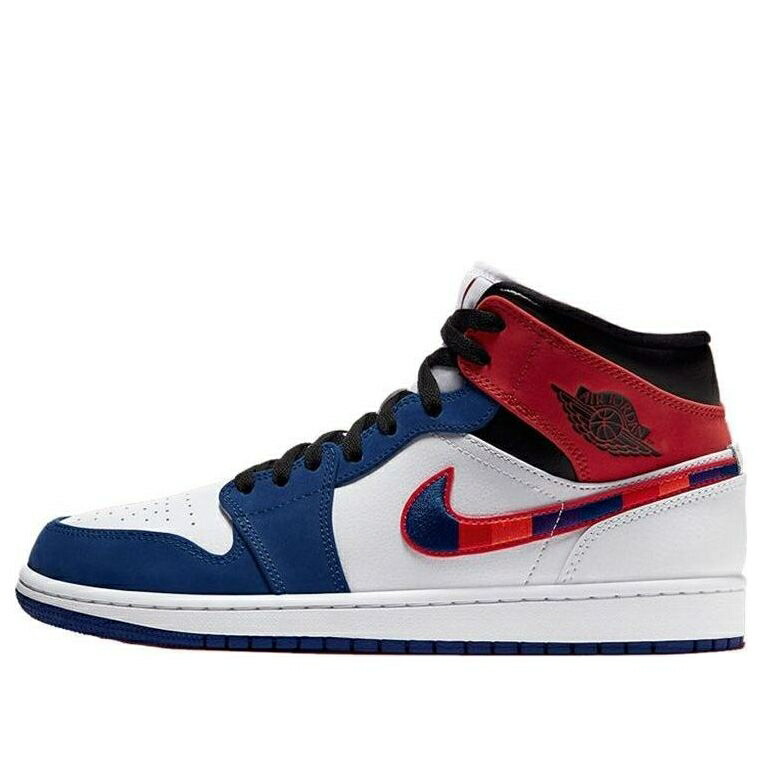 ナイキ ジョーダン ミッド 白色 ホワイト 青色 ブルー MULTICOLORED SWOOSH スニーカー メンズ JORDAN AIR 1 MID 852542-146 / WHITE UNIVERSITY BLUE