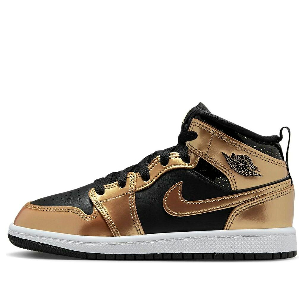 ナイキ ジョーダン ミッド ゴールド 黒色 ブラック 白色 ホワイト 'METALLIC BLACK' ジュニア キッズ JORDAN (PS) AIR 1 MID SE GOLD DR6968-071 / BLACK METALLIC GOLD WHITE ベビー マタニティ スニーカー