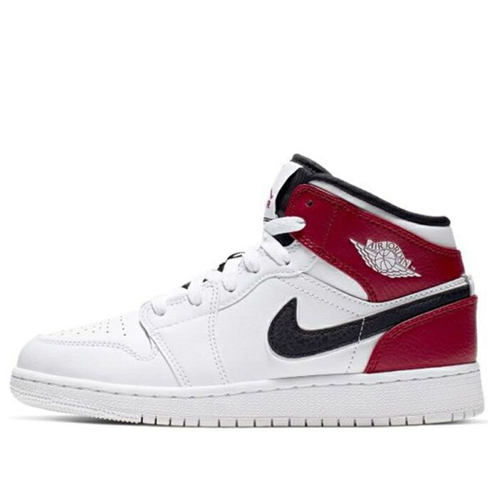 ナイキ ジョーダン ミッド 黒色 ブラック 白色 ホワイト 赤 レッド 'WHITE RED' ジュニア キッズ JORDAN (GS) AIR 1 MID BLACK GYM 554725-116 / WHITE BLACK GYM RED ベビー マタニティ スニーカー｜スニケス