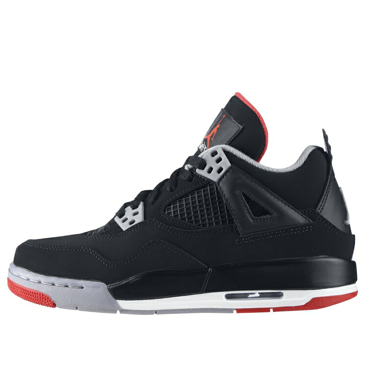 ナイキ ジョーダン 黒色 ブラック 灰色 シメント グレー ファイア 赤 レッド 'BRED' ジュニア キッズ JORDAN (GS) AIR 4 RETRO 2012 408452-089 / BLACK CEMENT GREY FIRE RED ベビー マタニティ スニーカー|スニケス