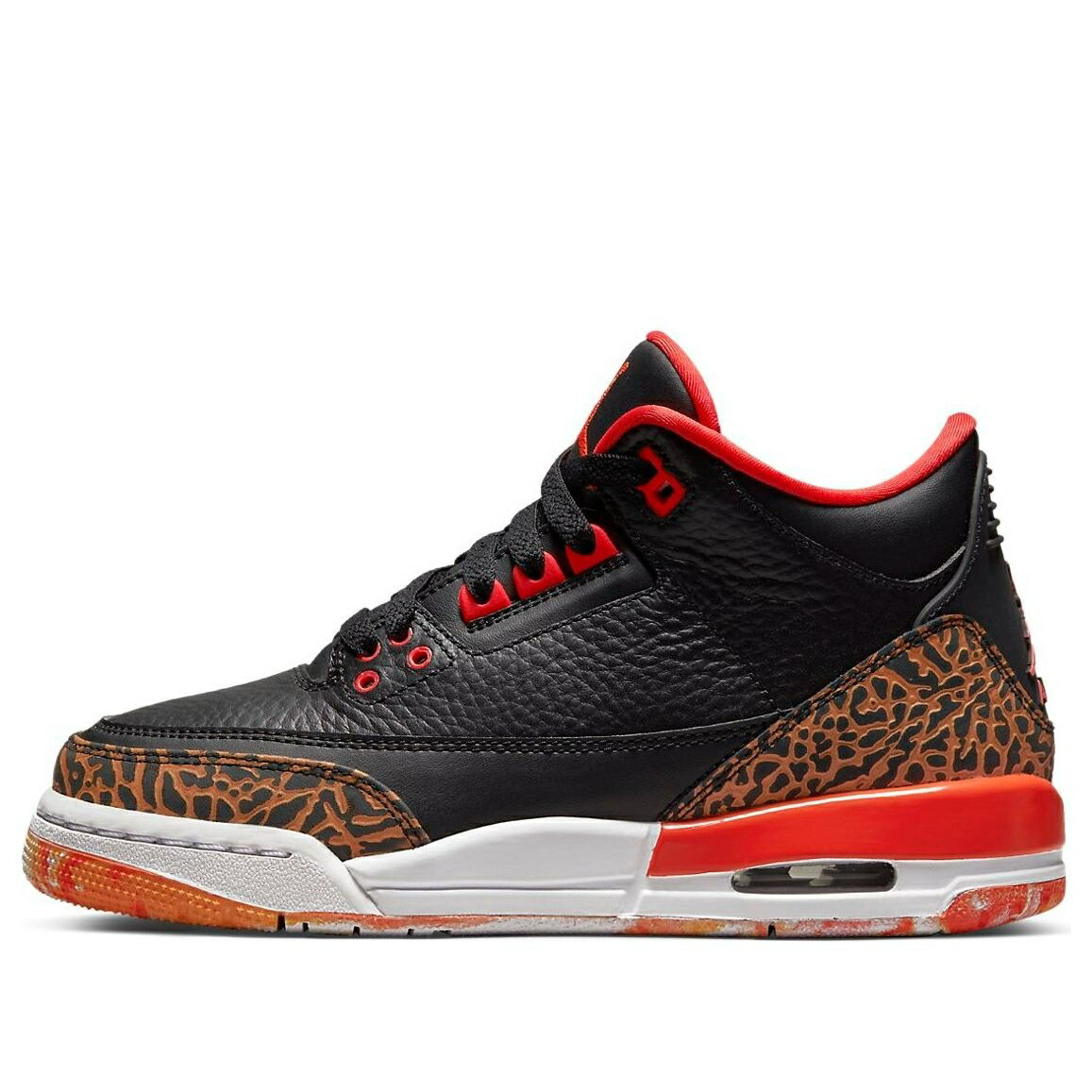 ナイキ ジョーダン 黒色 ブラック 橙 オレンジ 赤 レッド 'KUMQUAT' ジュニア キッズ JORDAN (GS) AIR 3 RETRO 441140-088 / BLACK ORANGE RED ベビー マタニティ スニーカー