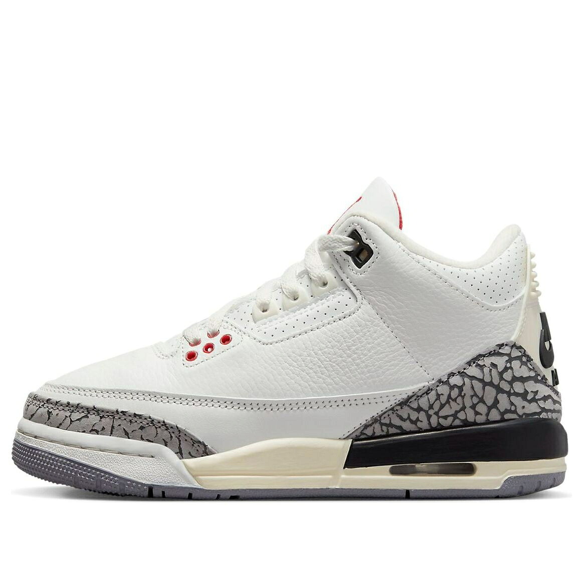 ナイキ ジョーダン 灰色 シメント 白色 ホワイト ファイア 赤 レッド 黒色 ブラック 'WHITE REIMAGINED' ジュニア キッズ JORDAN (GS) AIR 3 RETRO CEMENT DM0967-100 / SUMMIT WHITE FIRE RED BLACK ベビー マタニ