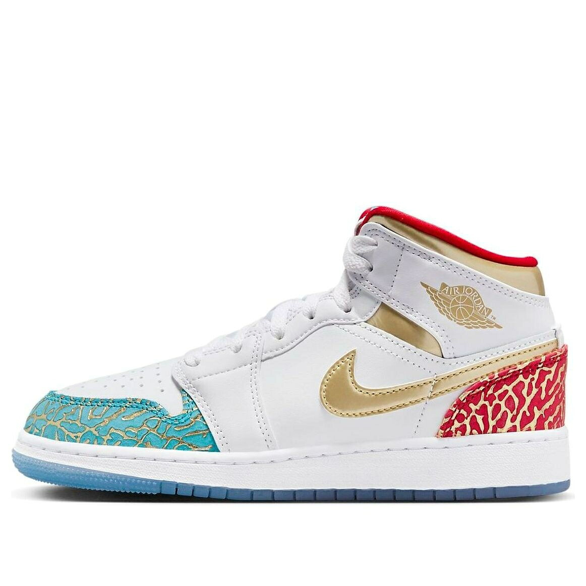 ナイキ ジョーダン ミッド 白色 ホワイト 青色 ブルー 赤 レッド 'UNC CHICAGO' ジュニア キッズ JORDAN (GS) AIR 1 MID TO FB2212-100 / WHITE BLUE RED ベビー マタニティ スニーカー