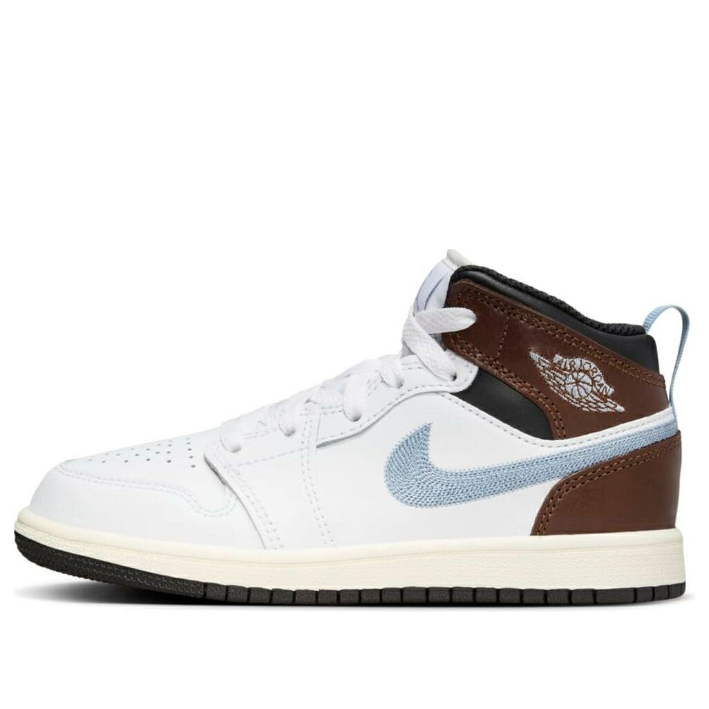ナイキ ジョーダン ミッド 青色 ブルー 白色 ホワイト 黒色 ブラック 灰色 グレー 'WHITE GREY' ジュニア キッズ JORDAN (PS) AIR 1 MID SE BLUE FQ8220-142 / WHITE BLACK SAIL BLUE GREY ベビー マタニティ ス