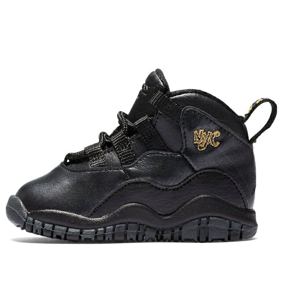 ナイキ ジョーダン 黒いこと 黒いこと 薄墨色 薄墨色 ゴールド \u0027NYC\u0027 もの言う花 JORDAN (TD) AIR 10 RETRO 310808-012 / BLACK DARK GREY METALLIC GOLD