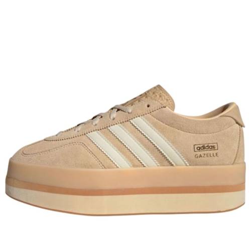 アディダス ガゼル 砂色 サンド クリーム 白色 ホワイト 'SAND STRATA' スニーカー レディース ADIDAS (WMNS) GAZELLE STACK JQ7666 / SAND STRATA GUM CREAM WHITE