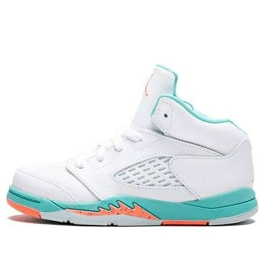 ナイキ ジョーダン 白いこと 白いこと クリムゾン アクア \u0027LIGHT AQUA\u0027 もの言う花 JORDAN (TD) AIR 5 RETRO 725172-100 / WHITE CRIMSON PULSE LIGHT AQUA