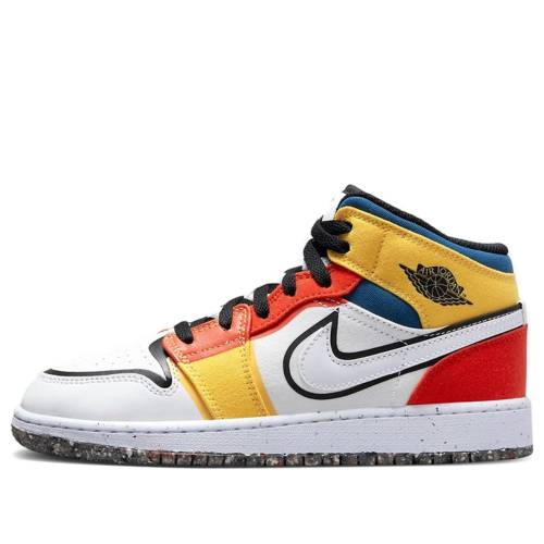 ナイキ ジョーダン ミッド 白色 ホワイト 赤 レッド 黄色 イエロー 'MULTICOLOR CANVAS' ジュニア キッズ JORDAN (GS) AIR 1 MID SE 'MULTI-COLOR DV1316-100 / WHITE RED YELLOW ベビー マタニティ スニーカー