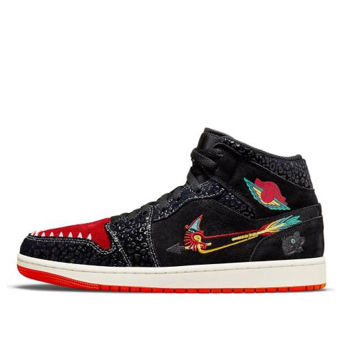 ナイキ ジョーダン ミッド 黒色 ブラック ローマ 緑 グリーン 赤 レッド IEMPRE FAMILIA スニーカー メンズ JORDAN AIR 1 MID SE DN4904-001 / BLACK SAIL ROMA GREEN CHILE RED