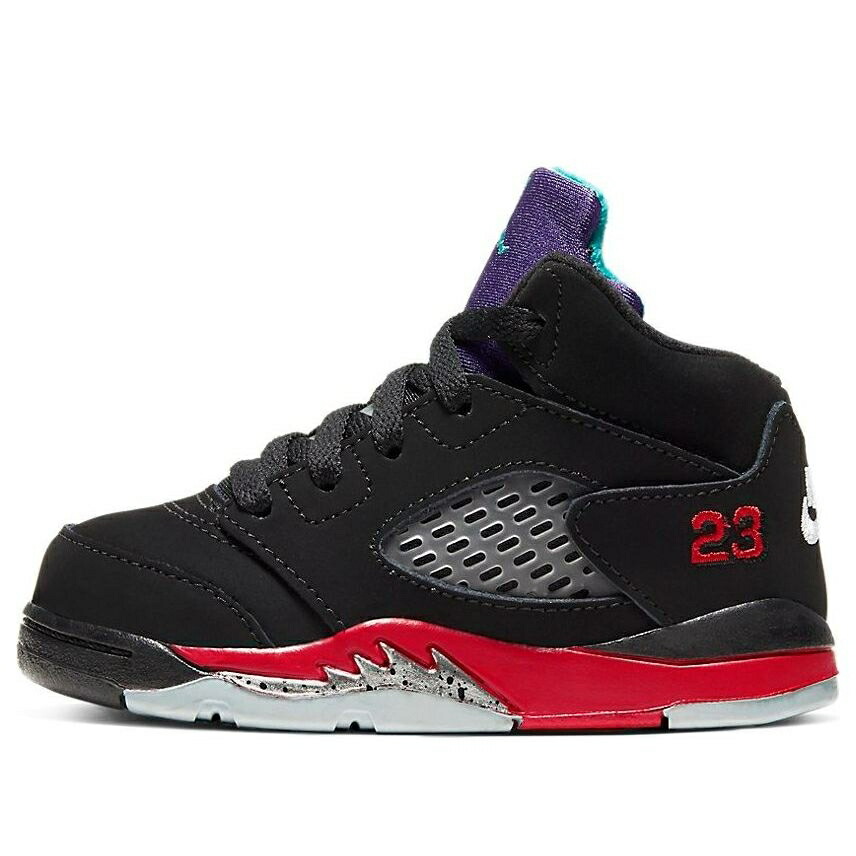 ナイキ ジョーダン 黒色 ブラック ファイア 赤 レッド 'TOP 3' ベビー JORDAN (TD) AIR 5 RETRO CZ2991-001 / BLACK FIRE RED GRAPE ICE NEW