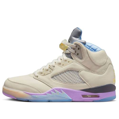 ナイキ ジョーダン 黄味がかった 黄色 紫 相撲取り草 \u0027WE SAIL\u0027 スニーカー メンズ JORDAN AIR 5 RETRO X DJ KHALED THE BEST - DV4982-175 / SAIL WASHED YELLOW VIOLET STAR