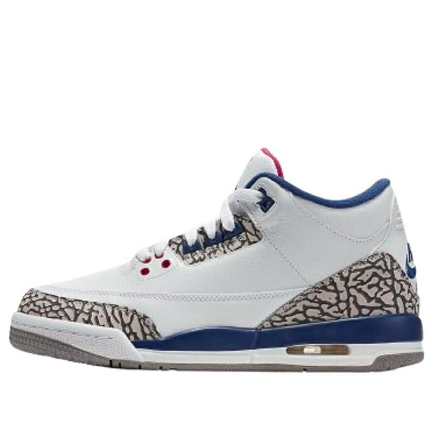 ナイキ ジョーダン 白色 ホワイト 灰色 シメント グレー 青色 ブルー 'TRUE BLUE' ジュニア キッズ JORDAN (GS) AIR 3 RETRO OG 2016 854261-106 / WHITE CEMENT GREY TRUE BLUE ベビー マタニティ スニーカー