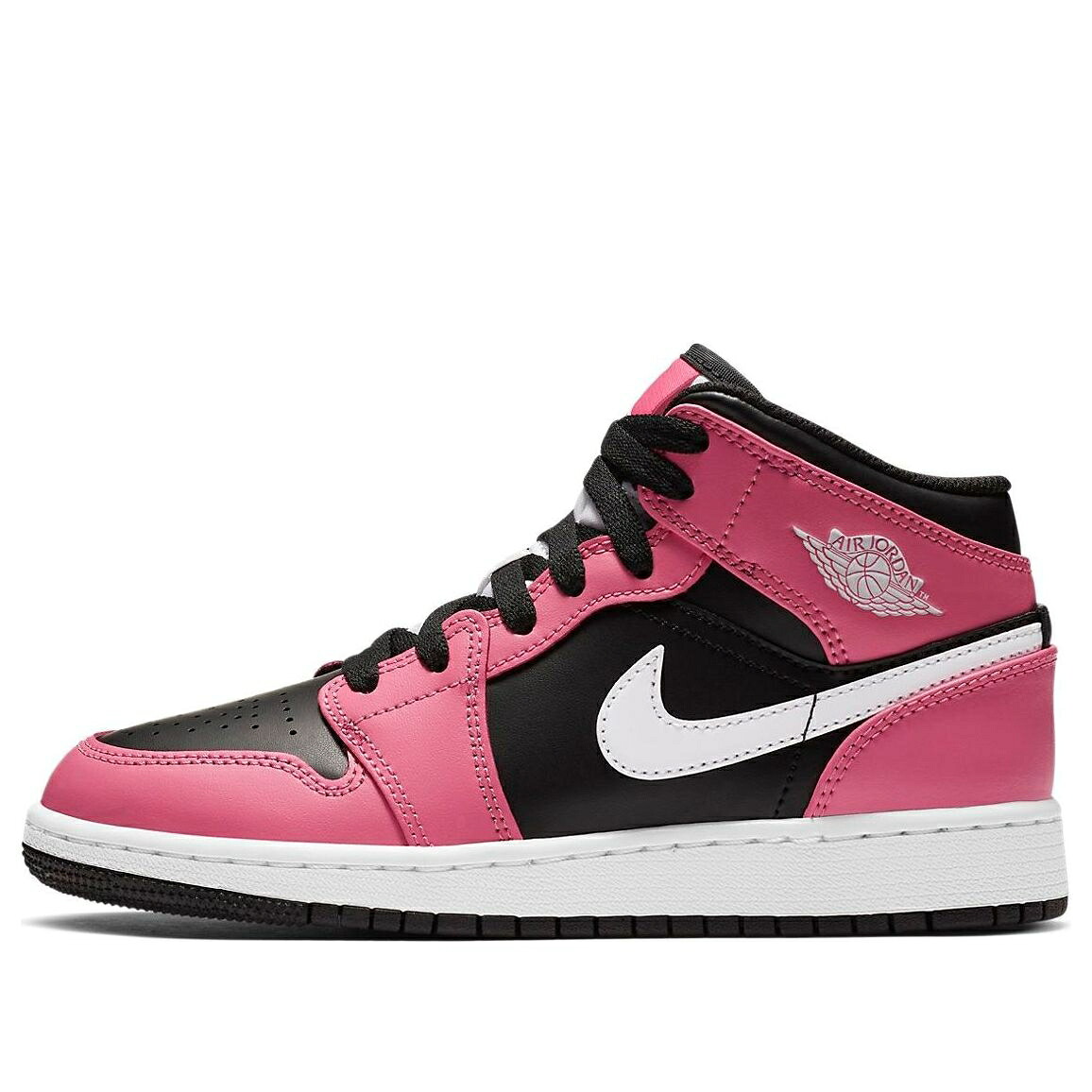 ナイキ ジョーダン ミッド 黒色 ブラック 白色 ホワイト 'PINKSICLE' ジュニア キッズ JORDAN (GS) AIR 1 MID 555112-002 / BLACK WHITE PINKSICLE ベビー マタニティ スニーカー|スニケス