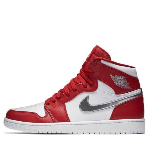 ナイキ ジョーダン 御機嫌 赤 赤いこと 白いこと 白いこと \u0027SILVER MEDAL\u0027 スニーカー メンズ JORDAN AIR 1 RETRO HIGH 332550-602 / GYM RED MTLLC SLVR WHITE
