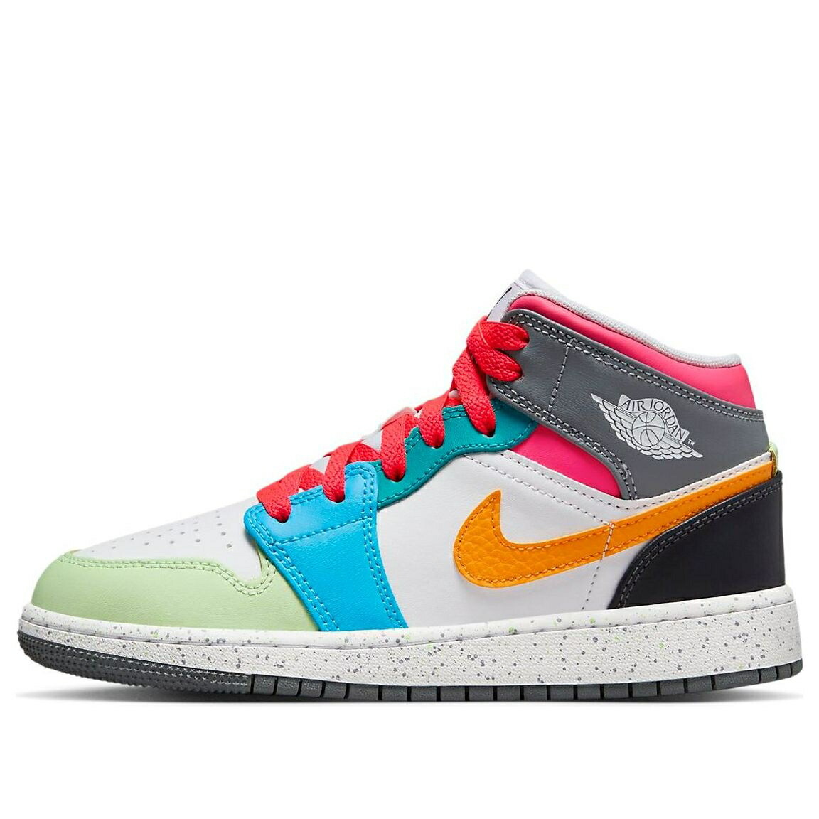 ナイキ ジョーダン ミッド \u0027MULTICOLOR\u0027 御坊っちゃん キッズ JORDAN (GS) AIR 1 MID \u0027MULTI-COLOR\u0027 FN1190-100 / WHITEGREENBLACK もの言う花 マタニティ スニーカー