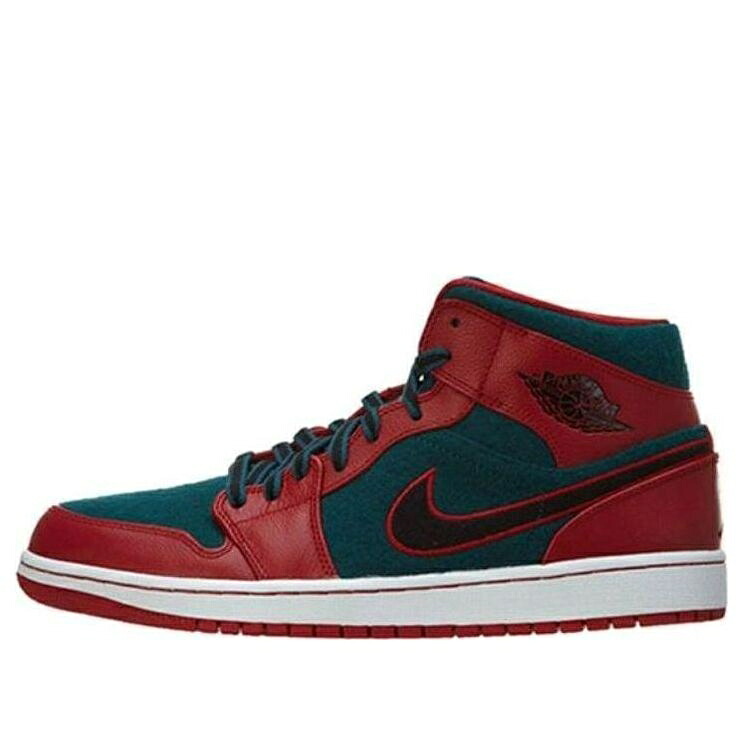 ナイキ ジョーダン ミッド 赤 レッド 黒色 ブラック 'GYM SEA' スニーカー メンズ JORDAN AIR 1 MID RED DARK 633206-608 / GYM RED BLACK DARK SEA