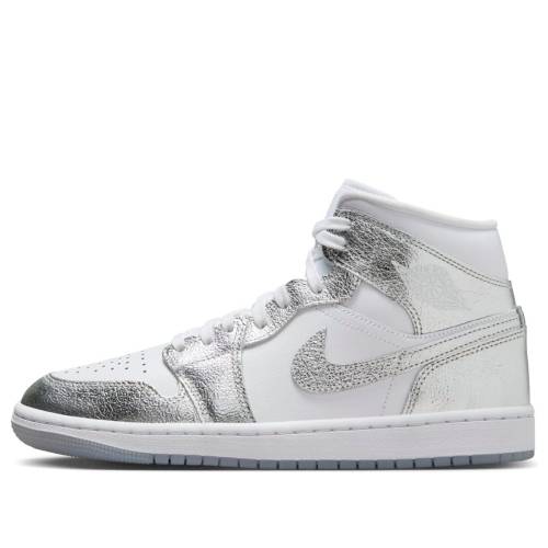ナイキ ジョーダン ミッド 白色 ホワイト 灰色 グレー 銀色 シルバー METALLIC SILVER スニーカー レディース JORDAN (WMNS) AIR 1 MID SE FN5031-100 / WHITE WOLF GREY METALLIC SILVER