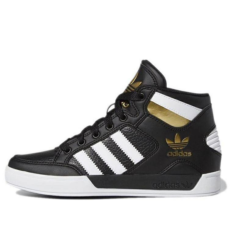 アディダス コート ハイ 黒色 ブラック 白色 ホワイト ゴールド 'BLACK GOLD' スニーカー レディース ADIDAS (WMNS) HARD COURT HIGH J FV5732 / BLACK WHITE GOLD