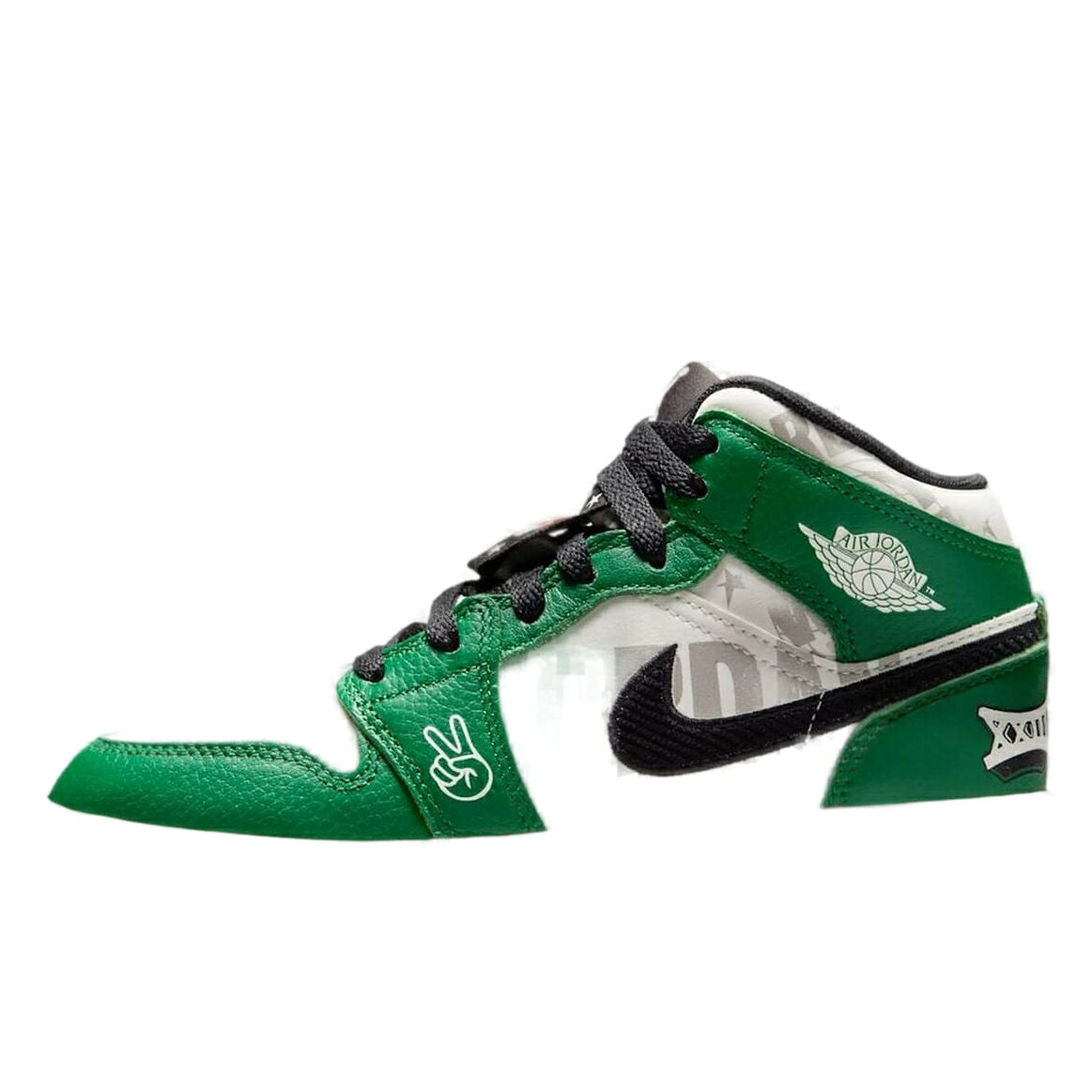 ナイキ ジョーダン ミッド 緑 グリーン 黒色 ブラック チーム 橙 オレンジ 'PINE GREEN' ジュニア キッズ JORDAN (GS) AIR 1 MID SE HF3200-300 / PINE GREEN BLACK TEAM ORANGE ベビー マタニティ スニーカー
