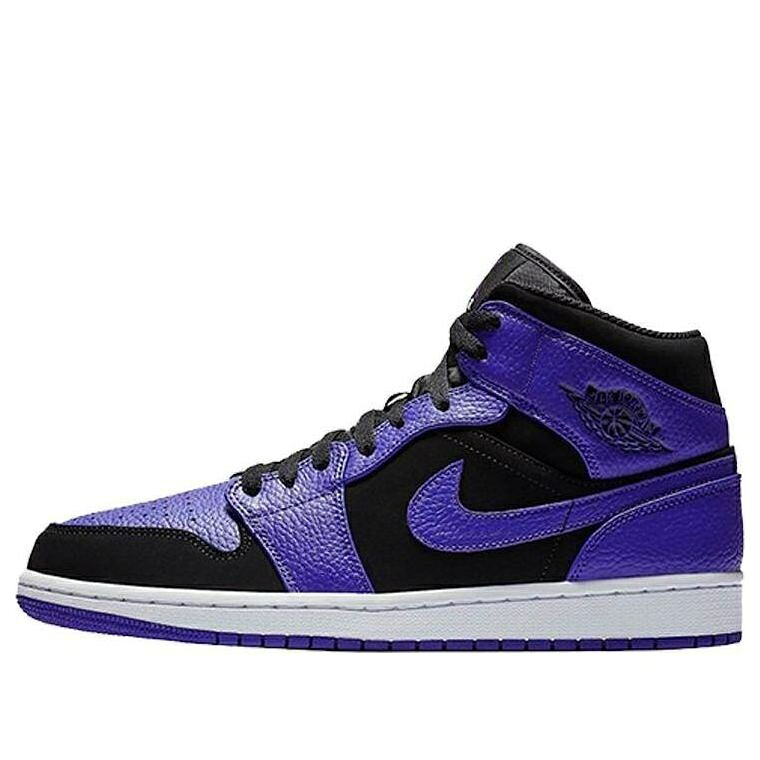 ナイキ ジョーダン ミッド 黒色 ブラック コンコルド コンコード 白色 ホワイト 'DARK CONCORD' スニーカー メンズ JORDAN AIR 1 MID 554724-051 / BLACK DARK CONCORD WHITE|スニケス