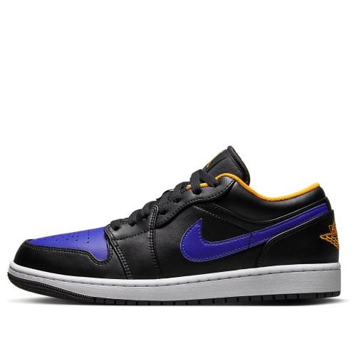 ナイキ ジョーダン 黒色 ブラック 紫 パープル 黄色 イエロー 'LAKERS' スニーカー メンズ JORDAN AIR 1 LOW 553558-075 / BLACK PURPLE YELLOW
