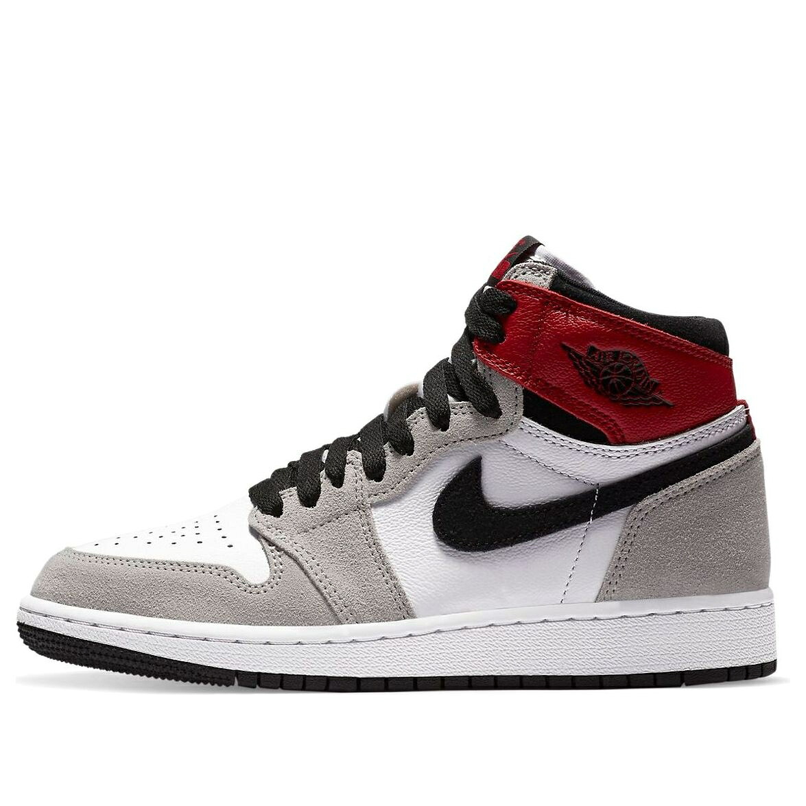 ナイキ ジョーダン ハイ 白色 ホワイト 黒色 ブラック 灰色 グレー 'SMOKE GREY' ジュニア キッズ JORDAN (GS) AIR 1 RETRO HIGH OG 575441-126 / WHITE BLACK LIGHT SMOKE GREY ベビー マタニティ スニーカー｜スニケス