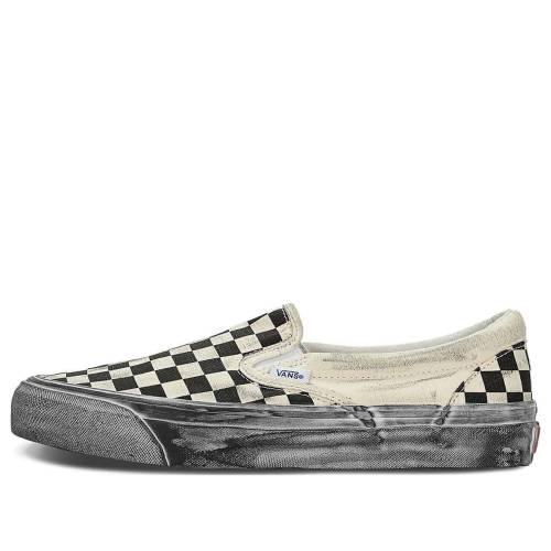 ヴァンズ バンズ クラシック スリッポン 黒色 ブラック 'STRESSED CHECKERBOARD' スニーカー メンズ VANS OG CLASSIC SLIP-ON LX - BLACK VN0A32QNBKC / BLACK CHECKERBOARD