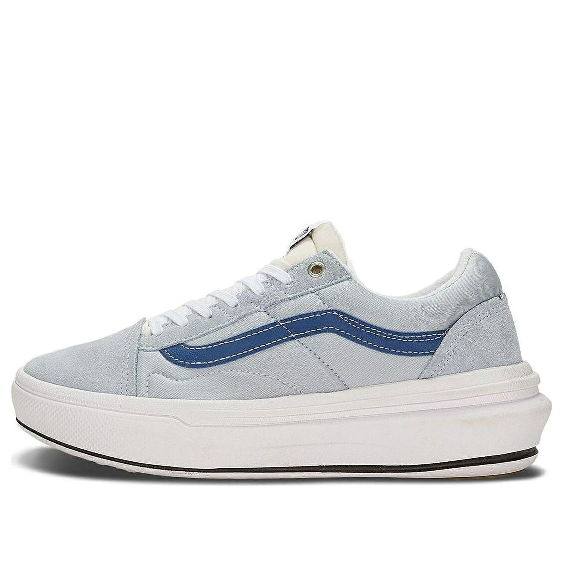 ヴァンズ バンズ 灰色 グレー 青色 ブルー 白色 ホワイト オールドスクール 'GREY BLUE' スニーカー メンズ VANS OLD SKOOL OVERT COMFYCUSH VN0A7Q5EBHA / GREY BLUE WHITE｜スニケス