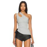 David Koma 【 Side Ruched Satin Bow Rib Tank Top Women 】 繻子 貯蔵タンクとっ始め レディース流行り物 トップス 貯蔵タンクとっ始め レディース