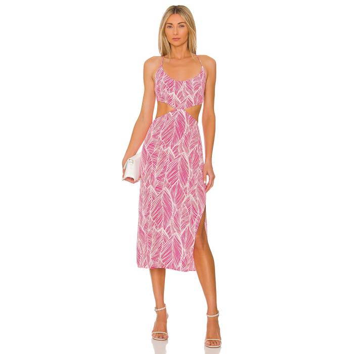 Lovers And Friends 【 Makena Midi Dress Women Fuchsia Leaf Print 】 ドレス レディース