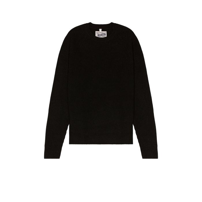 打つこと Schott 【 Ribbed Wool Crewneck Sweater Men Black 】 調教師 メンズ 黒いこと 黒いこと