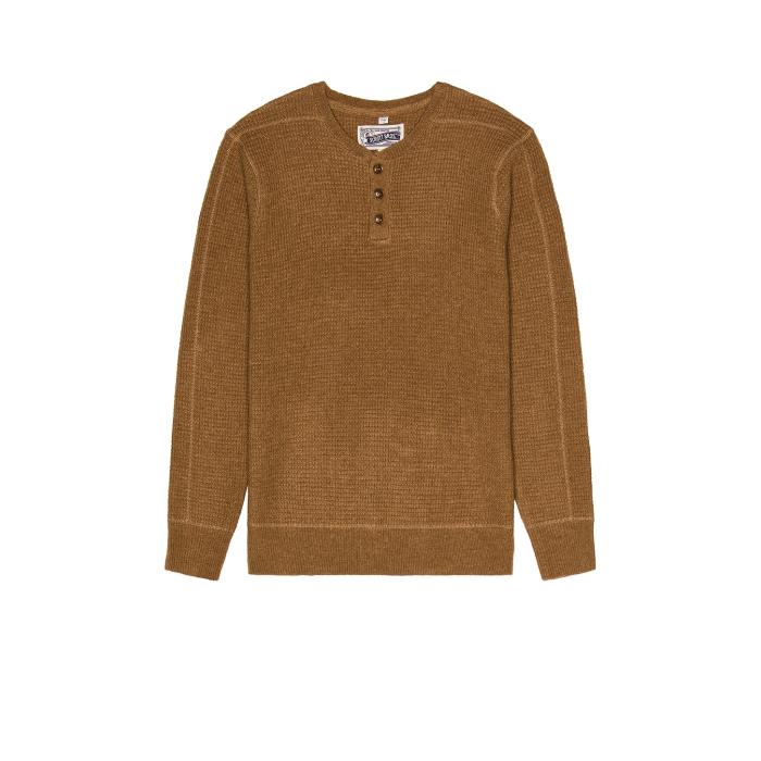 ショット Schott 【 Button Henley Sweater Men Camel 】 ヘンリー トレーナー メンズファッション トップス Tシャツ カットソー メンズ camel キャメル