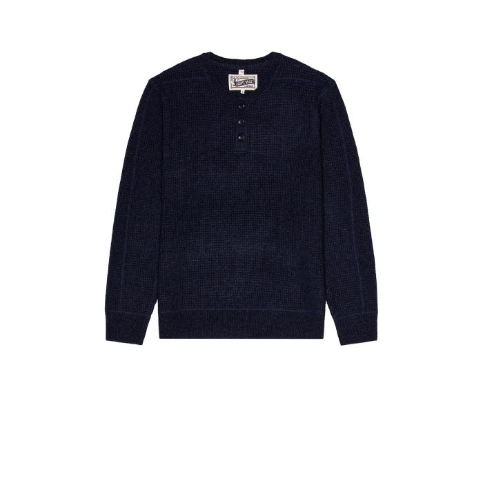 ショット Schott 【 Button Henley Sweater Men Navy 】 ヘンリー トレーナー メンズファッション トップス Tシャツ カットソー メンズ 紺色 ネイビー
