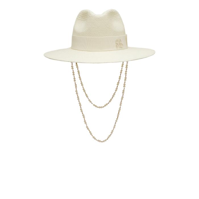 Ruslan Baginskiy 【 Double Chain Strap Fedora Hat Women White 】 ストラップ レディース 白色 ホワイト|スニケス