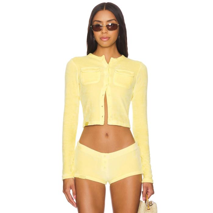 ジェイディッドロンドン Jaded London 【 Velour Cardigan Women Yellow 】 天鵞絨 ジレー レディース yellow 黄味がかった・黄色