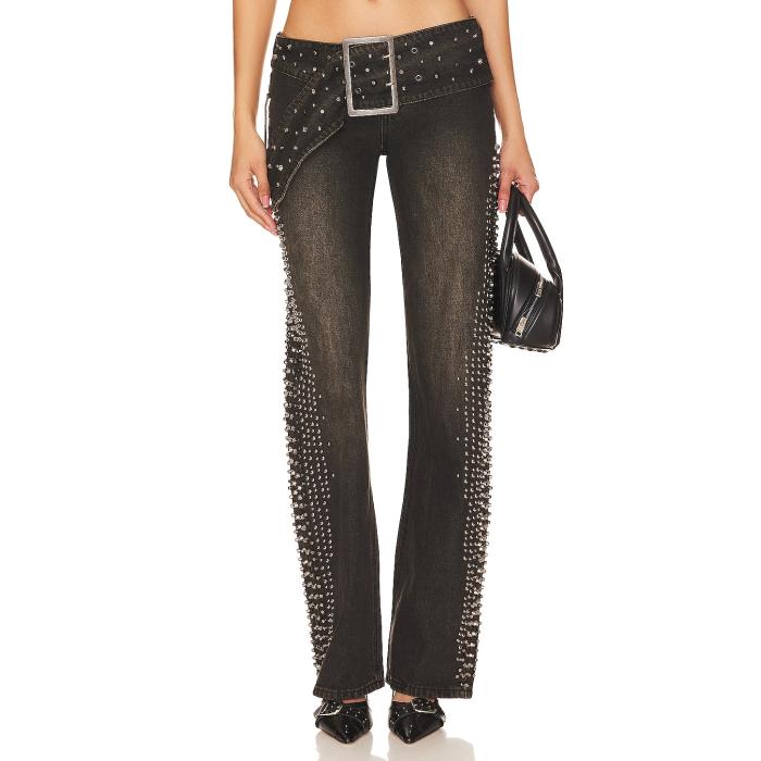ジェイディッドロンドン Jaded London 【 Studded Low Rise Jeans Women Dark Wash 】 ライズ デニム レディース