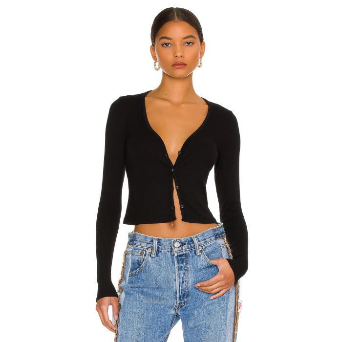 La Made 【 Sweet \"V\"" Cardi Women Black 】 レディース 黒いこと 黒いこと"