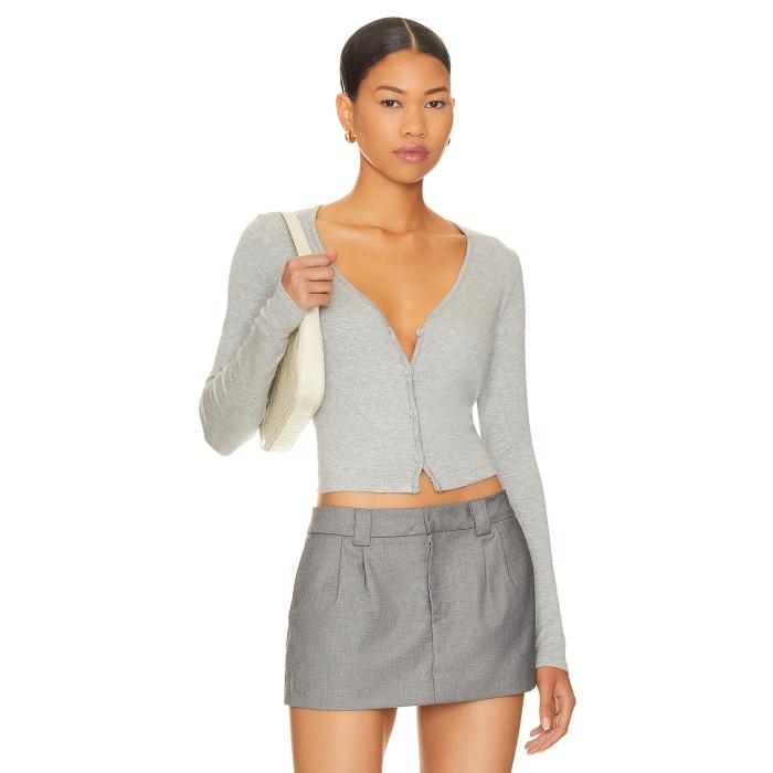 La Made 【 Sweet V Cardi Women Heather Grey 】 レディースファッション トップス カーディガン ボレロ レディース heather ヘザー 灰色 グレー