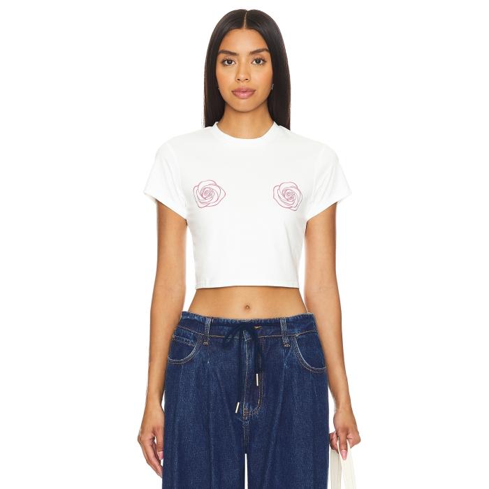 Superdown 【 Dahlia Tee Women White 】 Tシャツ レディースファッション トップス Tシャツ カットソー レディース 白色 ホワイト