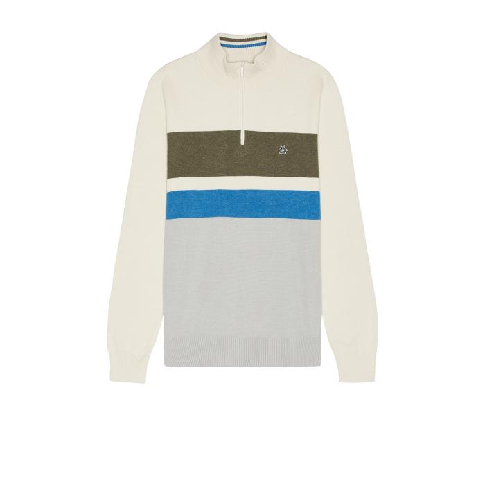 オリジナルペンギン Original Penguin 【 Chest Stripe Quarter Zip Men Birch 】 Stripe ストライプ メンズファッション トップス ニット セーター メンズ