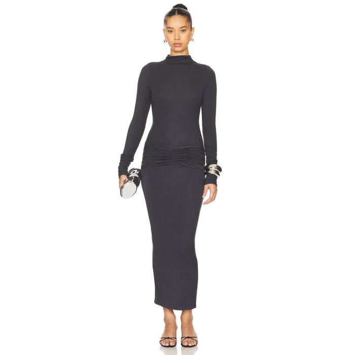 Ser.o.ya 【 Fina Tea Length Dress Women Charcoal 】 ドレス レディースファッション ドレス レディース チャコール