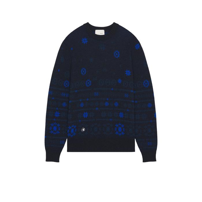 Sheep Inc. 【 The Deconstructed Fairisle Sweater Men Pacific Blue 】 トレーナー メンズファッション トップス ニット セーター メンズ パシフィック 青色 ブルー