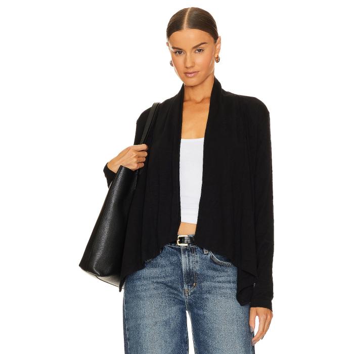 Bobi 【 Flowy Cardigan Women Black 】 ジレー レディース 黒いこと 黒いこと