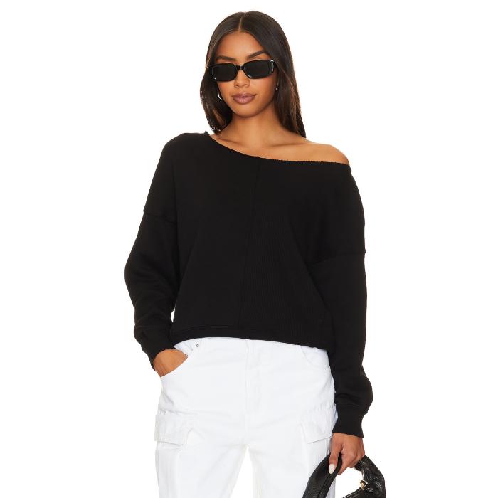 Bobi 【 Off The Shoulder Crewneck Women Black 】 レディース 黒いこと 黒いこと