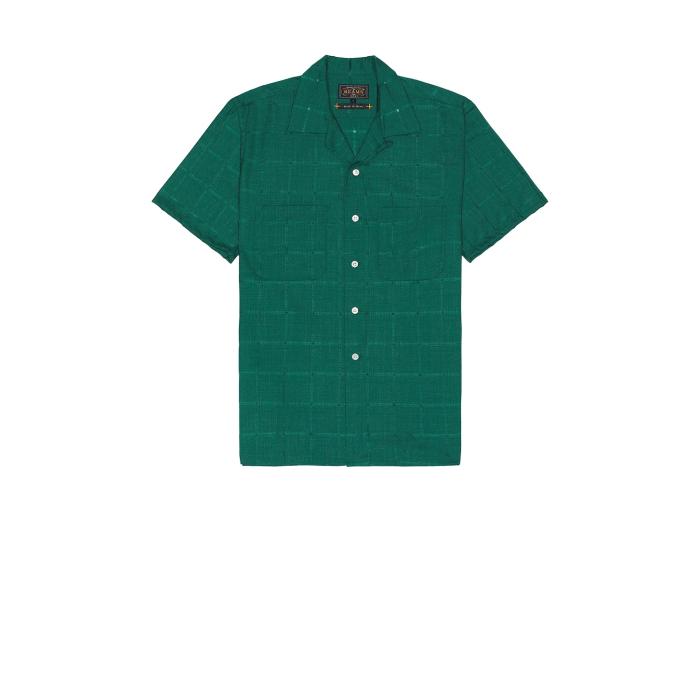 ビームス Beams Plus 【 Open Collar Tw Mesh Men Green 】 メンズファッション トップス カジュアルシャツ メンズ green 緑・グリーン