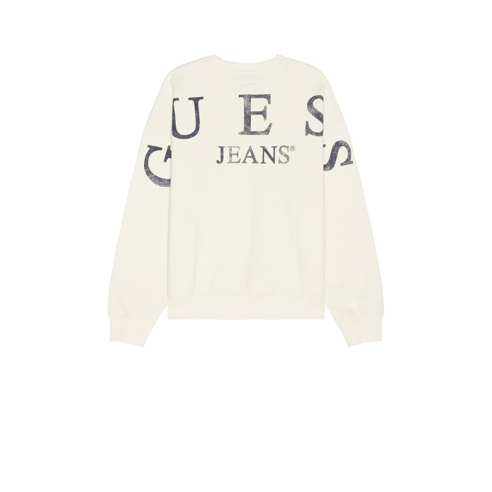 Guess Jeans 【 Back Macro Logo Sweatshirt Women Sandy Shore 】 ロゴ スウェット トレーナー レディースファッション トップス スウェット トレーナー レディース